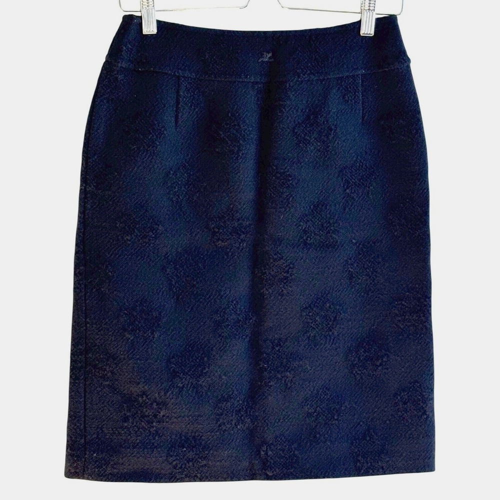 Courreges Black Wool Vintage Skirt Textured Pencil Knee Length Tailored US 6‎